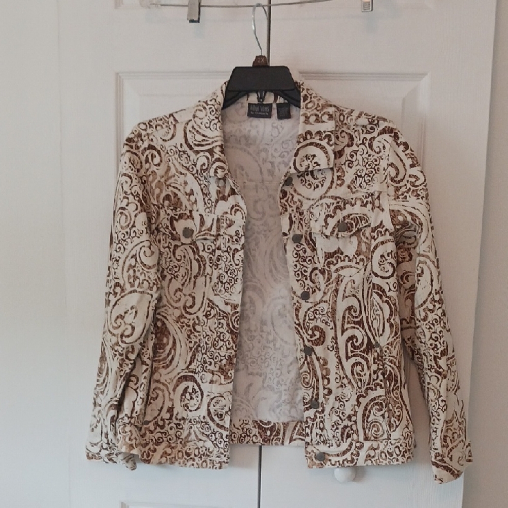 Chico's Cream and Brown Paisley Blazer